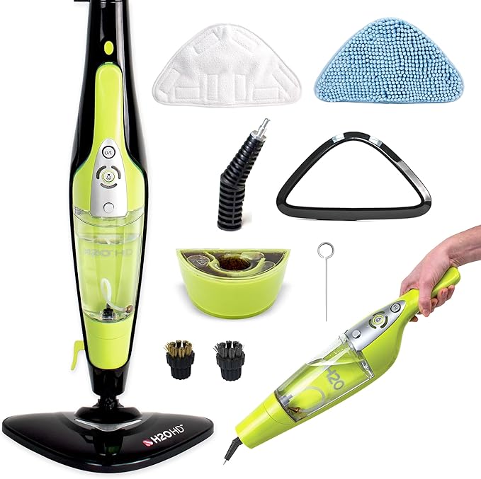 H2O HD Steam Mop & Handheld Steam Cleaner | 3-in-1 Floor Steamer | 1500W Power & 450ml Removable Tank | Foldable Storage | Hardwood, Tile & Laminate Cleaner