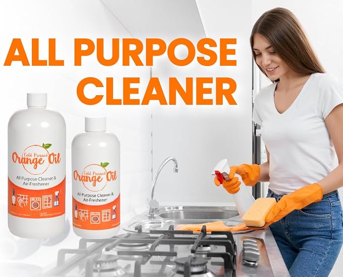 Bluewater Chemgroup Premium Cold Pressed Orange Oil Concentrate- 16 oz (with D-Limonene), Concentrated Cold Pressed Orange Oil Cleaner - All-Purpose Citrus Cleaner and Degreaser Blend