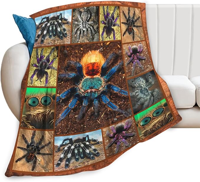 Tijuboni Tarantula Spider Throw Blanket Spider Gifts for Boys Men Girls Women Kids Adults Soft Flannel Fleece Blanket for Couch Sofa Bed Home Decor 40"x50"