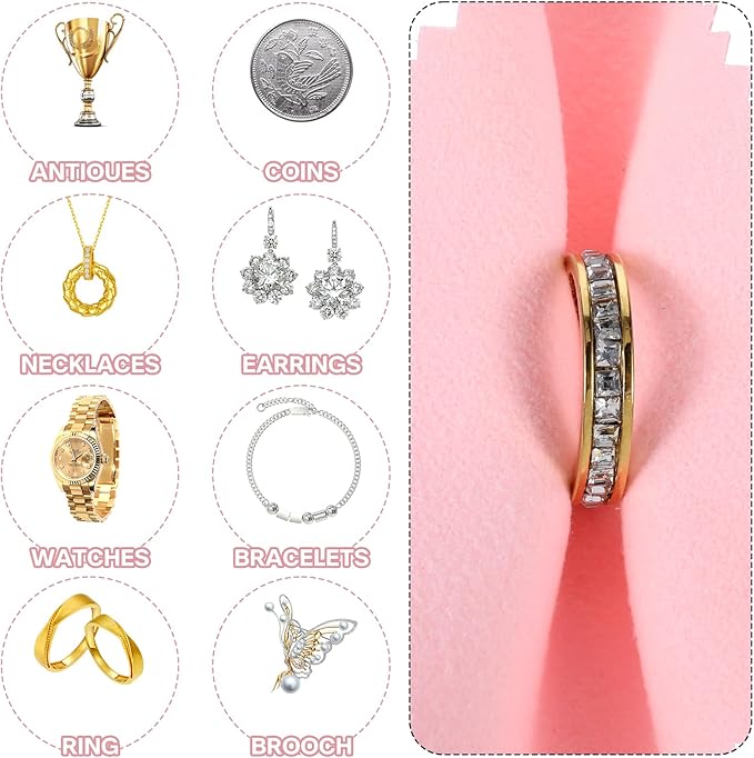 100 Pcs Jewelry Cleaning Cloth, Professional Polishing Cloth Individually Wrapped, Pink Silver Polishing Cloths for Jewelry Sterling Silver Gold Platinum Watch Coins and More (3.2" x 3.2")