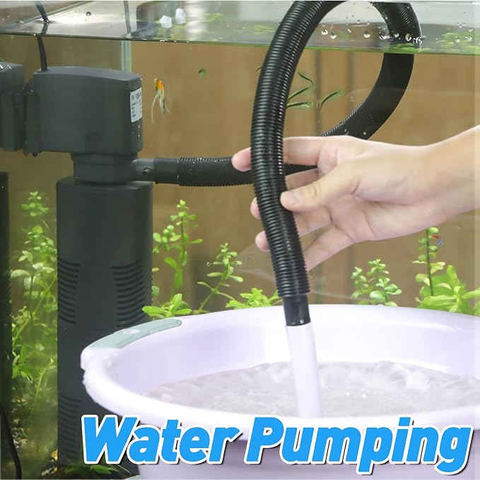Fish Tank Filter Small Pond Filter for 100-200 Gal. Tank Crystal 420GPH Biochemical Filtration Powerful Submersible Water Pump Large Aquarium Accessories Air Supply