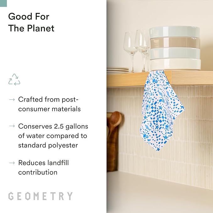 GEOMETRY Kitchen Dish Cloths - Spring & Summer Collection - Premium Dishcloths with Geoweave - Absorbent & Fast Drying Kitchen Towels - Daisy Sky, 10" x 10" - 3-Pack