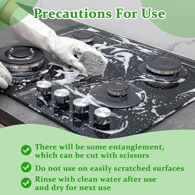 72 Pieces Stainless Steel Scrubber Bulk Steel Wool Scrubber Metal Sponge Wire Scouring Pad Heavy Duty Clean Dish Pot Pan and Oven for Kitchen, Bathrooms, and More