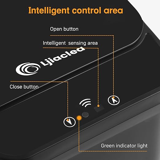 4 Gallon Bathroom Smart Touchless Trash Can for Kitchen Automatic Motion Sensor Rubbish Can with Lid Waterproof Narrow Small Garbage Bin for Kitchen, Toilet, Bedroom, RV(Black,Battery)