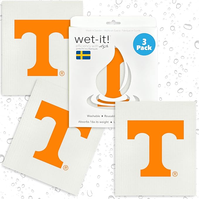 University of Tennessee- 3 Pack Swedish Dishcloths- Reusable Kitchen Towels for Dishwashing and Home Cleaning- Eco-Friendly Alternative to Paper Towels and Wipes- Machine Washable and Dryer Safe