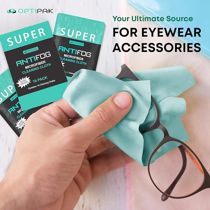 Anti Fog Microfiber Cleaning Cloth for Glasses | Individually Wrapped Microfiber Lens Cleaning Cloth for Eyeglasses, Lenses, Binoculars, Face Shields, Ski Masks or Swim Goggles (3 Count)