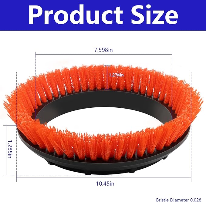 2 Pack 237047 Orange Commercial Tile and Resilient Floor Scrub Brush Replacement for Oreck Commercial ORB550MC, ORB600MW and ORB700MC Floor Machines for Bissell BGEM9000, Heavy-Duty Brush, 10.5 in.