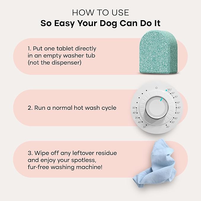 Uproot Clean Washing Machine Cleaner Tablets Ultra & Deshedder Brush Set: 40% Stronger Washer Machine Cleaning Tablets & Cat & Dog Brush for Shedding Set - No Loose Fur - No Messy Clothes