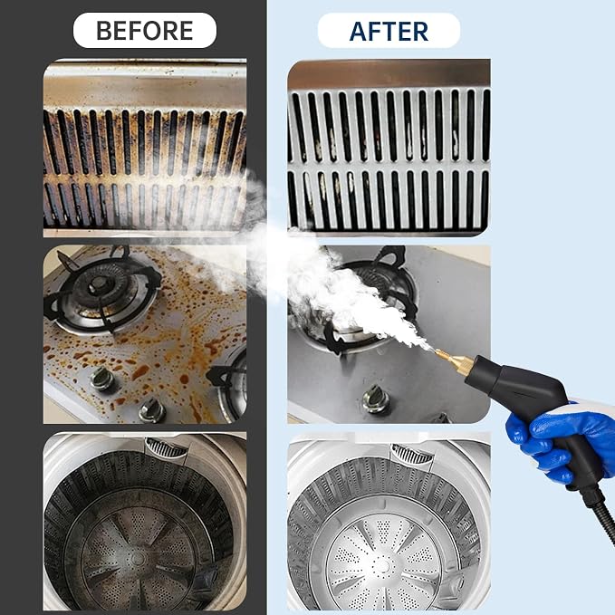 NiHome 2500W Handheld High Pressure Steam Cleaner, Portable High-Temperature Pressurized Steam Cleaner, 1400mL Large Capacity for Cleaning, w/Nozzles & Brushes for Home Kitchen Bathroom Wall Carpets