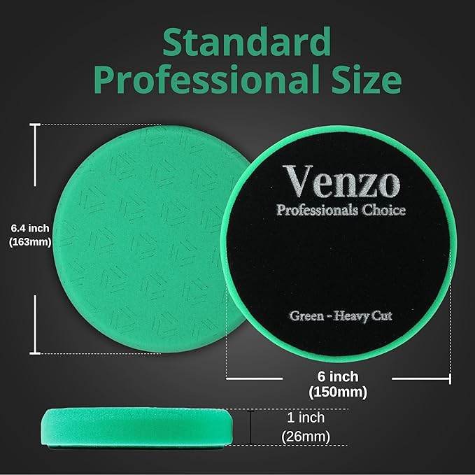 3Pcs 6 Inch Green Heavy Cut Buffing Pads for 150mm Backing Plate, Heavy Cut Foam Pads for Car Buffer Polisher – Cutting, Compounding Pads for RO/DA/GA Car Polisher