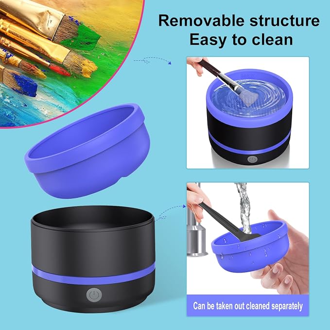 YAGHVEO® Electric Paint Brush Cleaner Rinse Cup, Paint Brush Cleaner, Brush Rinser for Painting, Artist Paintbrush Cleaning Machine Washer Rinser for Acrylic, Watercolor, Oil, Gouache Painting