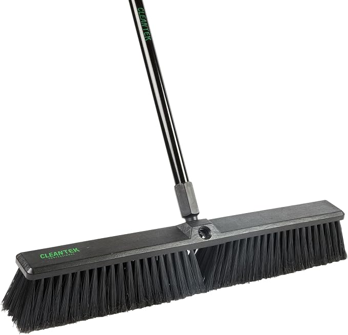 Restaurantware-BROOM HEAD ONLY: Clean Tek Professional 23.62-Inch Push Broom Head, 1 Heavy-Duty Cleaning Tool - Handle Sold Separately, Fine Flagged Bristles, Black Plastic, Outdoor Use