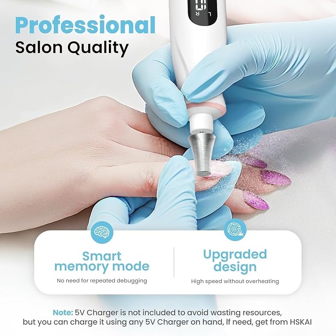Electric Nail File Drill, Cordless Thick Toe Nail Grinding File for Seniors, Rechargeable Nail Filer, Buffer, Sander, Remove Cuticles, Callus, Gifts for Women & Men