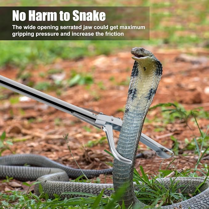 47" Extra Heavy Duty Snake Tongs Reptile Grabber Catcher Wide Jaw Handling Tool