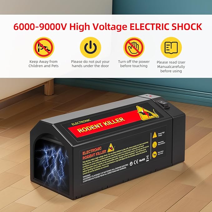 2 Pack Electric Mouse Trap Zapper,Electronic Rat Traps Indoor for Home with Anti-Escape Door,Rechargeable & Reusable Electric Rat Traps Outdoor Rodent Zapper Mice Killer for Kitchen Garage,Fast Kill