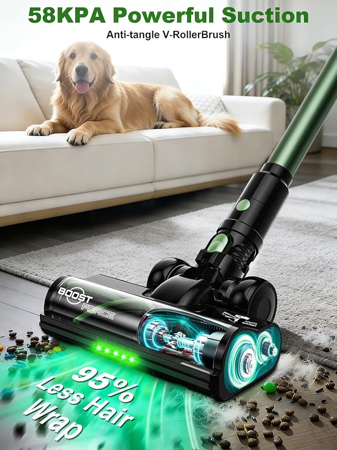 Cordless Vacuum Cleaner, 10 in 1 Vacuum Cleaners for Home, Ultra-Long Runtime Stick Vacuum with Self-Standing & LED Display, Anti-Tangle & Wall Mount Charging