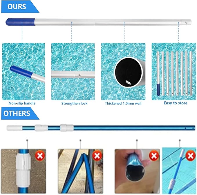 POOLWHALE Nylon Pool net with 10ft Pool Pole
