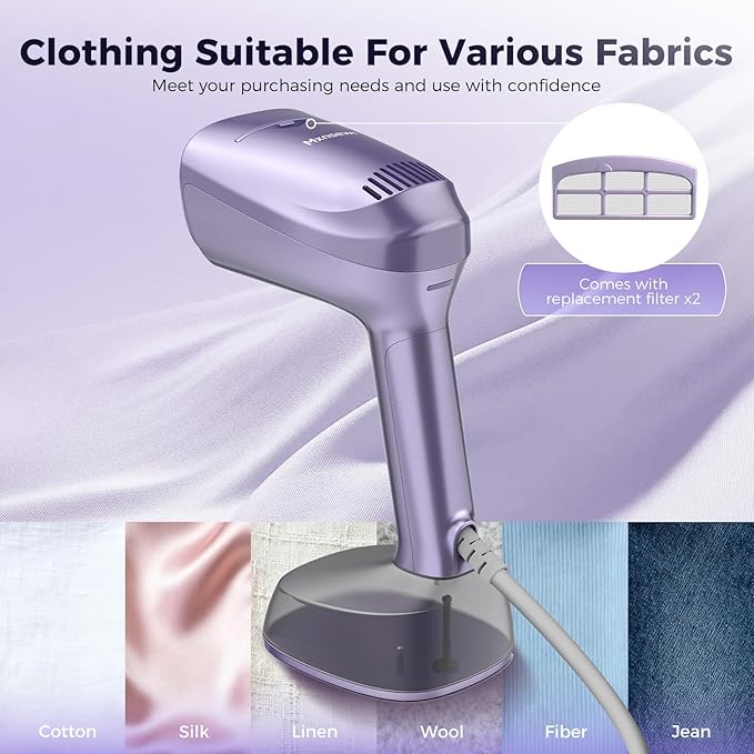 Vacuum Steamer for Clothes, 3500Pa Suction Handheld Clothes Steamer,Equipped with multiple modes，Portable Travel Steamers for Clothes, Steaming & Ironing 2 in 1，400ml Water Tank (for 110-120V)