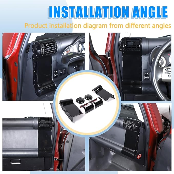 Dashboard Side Air Outlet FrameABS Car Dashboard Side Air Outlet Frame Decorative Panel for Toyota FJ Cruiser (XJ10) 2007-2022 A/C Air Vent Kit Interior Accessories (Glossy black)