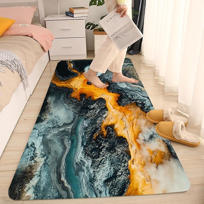 WODEJIA Non Slip Bath Rugs Sponge Foam for Bathroom,Flannel Mat Rug for Living Room, Absorbent MatS for Forlaundry Room and Kitchen,Art Welcome Mat 47x18 Inches