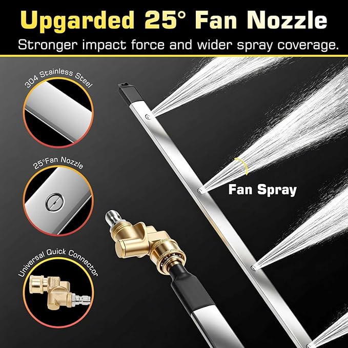 40" Upgraded Radiator Cleaning Wand With 25° Fan Nozzles,Water and Air Dual-Use 4500 PSI Pressure Washer Tool Set for Car,Truck and Other Vehicles.