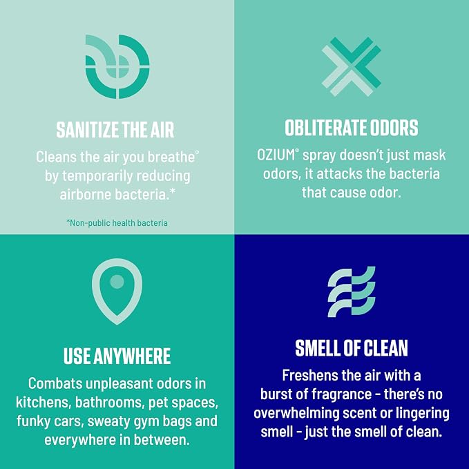 Ozium Air Sanitizer Spray - Room Odor Eliminator for Home, Car, and Office - Outdoor Essence - 8 oz Can - 6 Pack