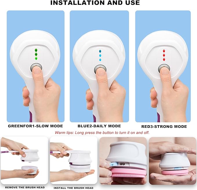 Electric Body Brush,5 Attachments Brush Heads Electric SPA Spin Scrubber for Shower Bathing Cleansing Wash Deep Cleaning with Silicone Rechargeable IPX7 Waterproof