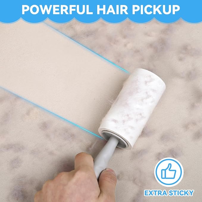 Lint Rollers for Pet Hair Extra Sticky 1200 Sheets Value Pack with 4 Handles and 10 Rolls Sticky Lint Roller for Cat Hair Dog Hair Clothes Furniture Couch