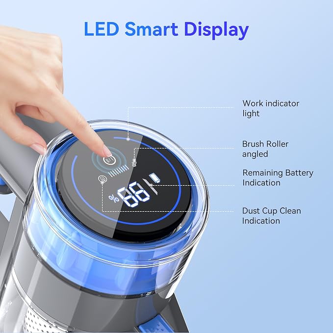 Cordless Vacuum Cleaner, 10-in-1 Lightweight Stick Vacuum with 33 kPa Powerful Suction, 45-Min Runtime, Rechargeable Vacuum Cordless for Home Hard Floor Low-Pile Carpet and Pet Hair