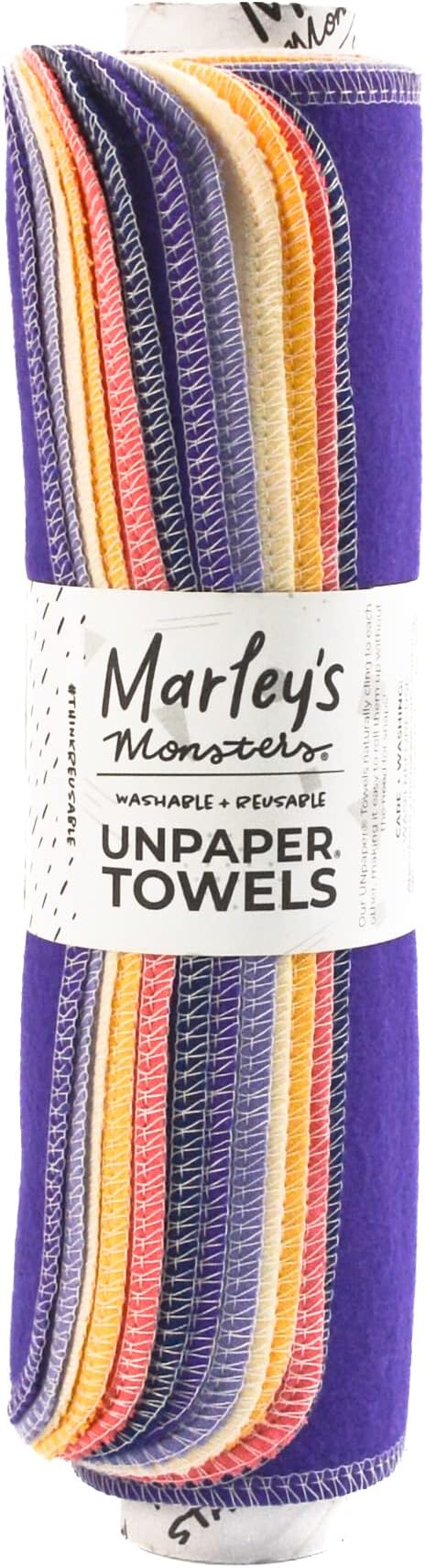 Marley's Monsters UNpaper Towels - 12 Count roll, Reusable Paper Towels Paperless, Cotton, Tree Free (Twilight)