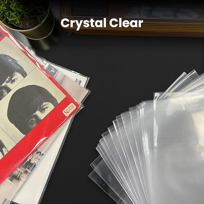 EVEO Vinyl Care Bundle - 200 Vinyl Sleeves + Vinyl 4-1 Cleaner Kit