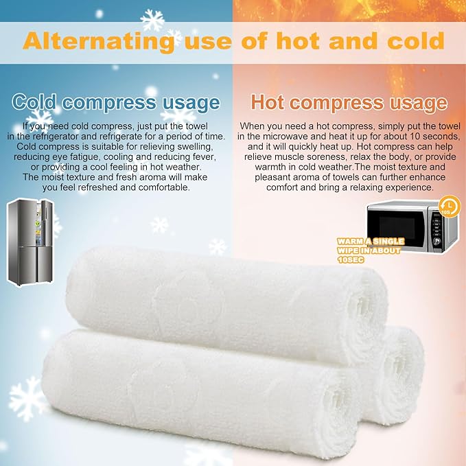 Moist Cotton Towel Bulk Moist Towelettes Individually Wrapped 8.7" x 8.7",White Towel Services,Refreshment Pre Moistened Towels Lavender Lemon,Mint and Unscented for Sport Party Spa (pack of 400)