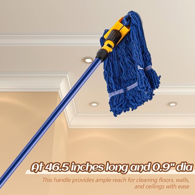 Gisafai 20 Pcs 46.5 Inch Broom Handle with Threaded Tip Powder Coated Broom Handle Metal Cleaning Pole with Plastic Thread Stick for Floor Brushes Replacement Clean Tools Commercial Home Office (Blue)