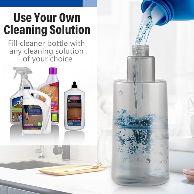 PowerMop Floor Mop with 720 ml Refillable Bottle & 3 Microfiber Pads | Powered wet dry mop for kitchen, wood, hardwood, laminate, ceramic tile floors, with washable pads and refillable bottle