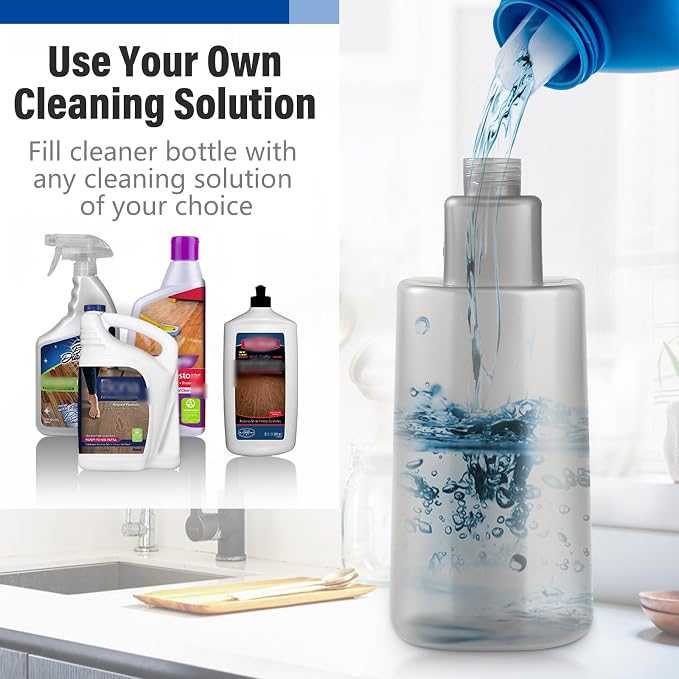 PowerMop Floor Mop with 720 ml Refillable Bottle & 2 Microfiber Pads | Powered wet dry mop for kitchen, wood, hardwood, laminate, ceramic tile floors, with washable pads and refillable bottle