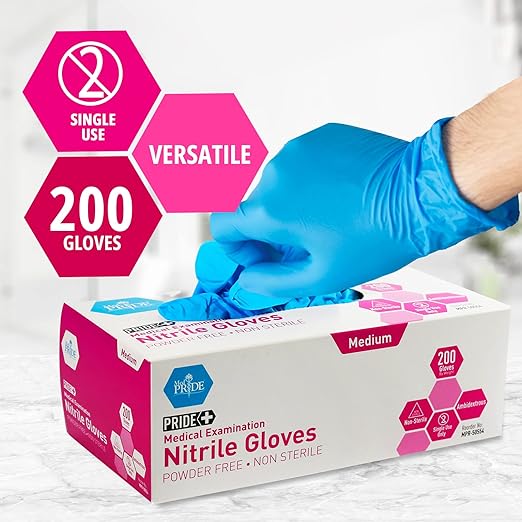 MED PRIDE Medical Examination Nitrile Gloves|Medium Case of 2000| Blue, Latex/Powder-Free, Non-Sterile Exam Gloves| Professional Grade for Hospitals, Law Enforcement, Tattoo Artists, First Response