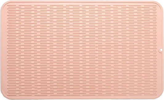 MicoYang Silicone Dish Drying Mat for Multiple Usage,Easy clean,Eco-friendly,Heat-resistant Silicone Mat for Kitchen Counter or Sink,Refrigerator or Drawer Liner Pink 3XL 28 inches x 18 inches