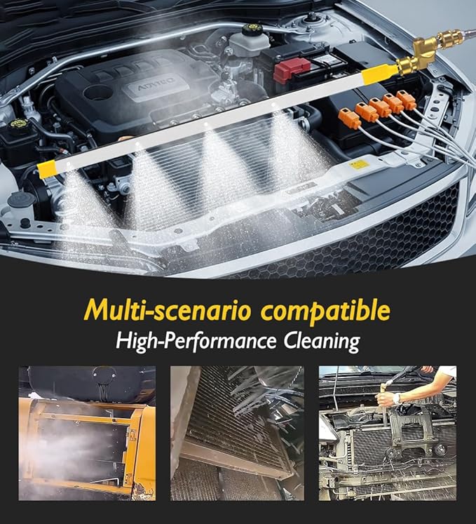 60cm/24in Radiator Cleaning Wand - Over 4500PSI Portable Pressure Washer Tool for Car Radiator Flush Kit with Adapter, Deep Clean Accessories (60cm/24in Cleaning Wand with Adapter)