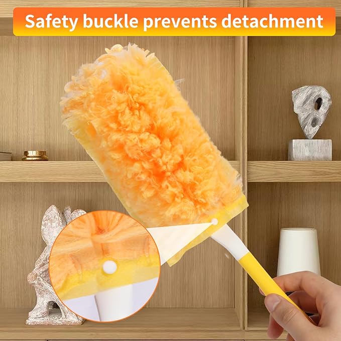 Heavy Duty 360° Duster Refills for Swiffer Duster, 2 Sided, 4X Microfibers, Disposable Multi Surface Dusters, 18 Count with 1 Handle
