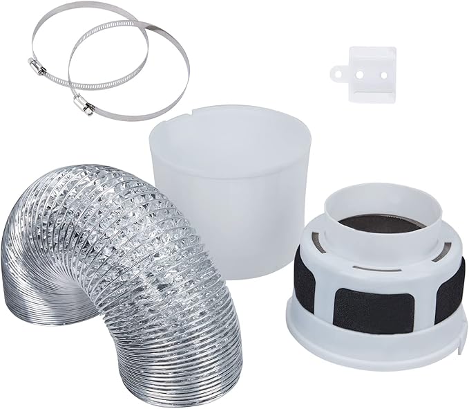 3 IN 1 Indoor Dryer Vent Kit Filter Bucket for Electric Dryer with 4-Inch by 5-Feet Proflex Duct (Silver)