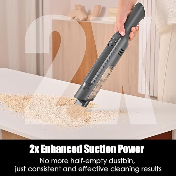 Handheld Vacuum Cordless, Lightweight 1.4lb with Powerful Suction, Charging Dock, Single Touch Empty and Detachable Dust Cup, Portable Mini Car Vac for Home Office and Pet Hair (Misty Gray)