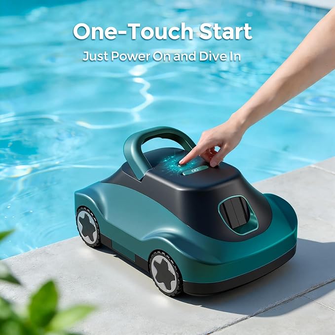 C5 Robotic Pool Cleaner, Cordless Pool Vacuum for Above-Ground & Inground Pools up to 2,200 Sq.Ft, Strong Suction, 180-Min Runtime, Smart Auto-Parking & 2.7L Large Debris Basket (Dark-Green)