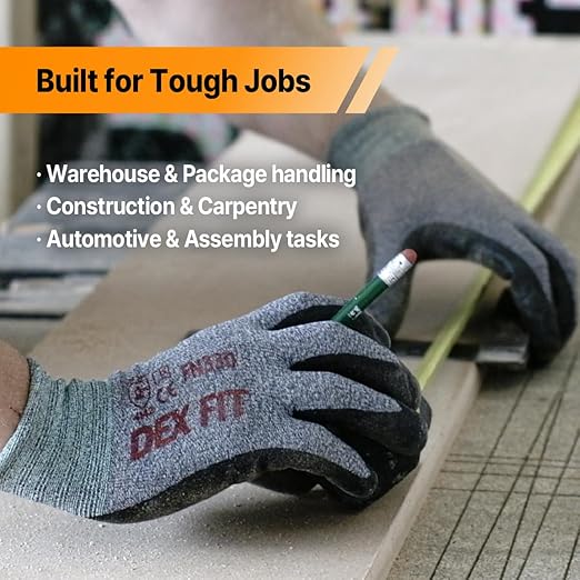 DEX FIT Nitrile Work Gloves FN330, 3D-Comfort Stretchy Fit, Firm Grip, Thin & Lightweight, Touch-Screen Compatible, Durable, Breathable & Cool, Machine Washable; Pink XL (10)
