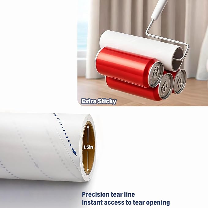 Lint Roller Refills (5 Packs, 450 Sheets) Lint Rollers for Pet Hair, Extra Sticky Refills, Compatible with 9.45-inch lint Rollers requiring a 1.5-inch Inner Diameter