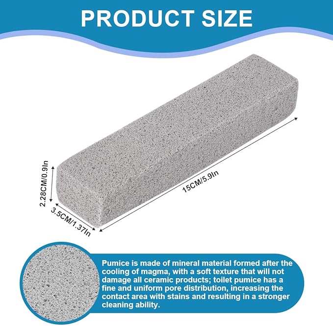 Herda 6 Pack Pumice Stone Toilet Bowl Cleaner, Powerfully Pumice Stick for Toilet Cleaning Hard Water Rings, Calcium Buildup, for Cleaning Stove, Tubs, Grills, Swimming Pools, Sinks（Without gloves）