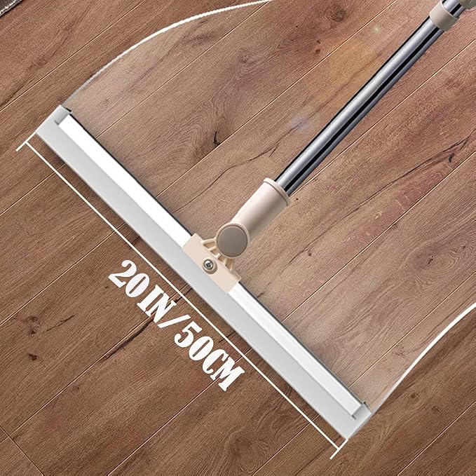 Floor Squeegee 20 inch Silicone Long Handle of 65" for Window Cleaning Shower Squeegee Scrubber Combi with Pole Extendable Telescopic Adjustable Stainless Glass Squeegee Bathroom Shower