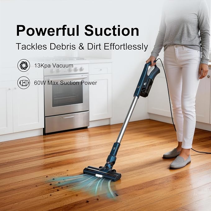 Corded Vacuum Cleaner Powerful Suction Dual Filtration with HEPA Filters One-Touch Dustbin Emptying Ultra-Lightweight & Portable Ideal for Home Cleaning 16.5-Foot Power Cord