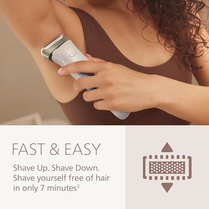 Philips Lady Shaver Series 8000 - Cordless, Wet & Dry Electric Shaver, 3-Blade Shaving System, Flexible Shaving Head, LED Light, for Face, Legs, Body & Bikini, 100 Mins. Runtime, Model BRL159/00