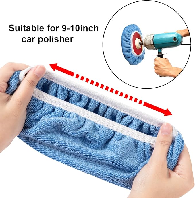 Mudder 20 Pieces 9 to 10 Inches Buffer Pads Car Polisher Bonnet Orbital Buffer Bonnets Microfiber Polishing Pad Cover