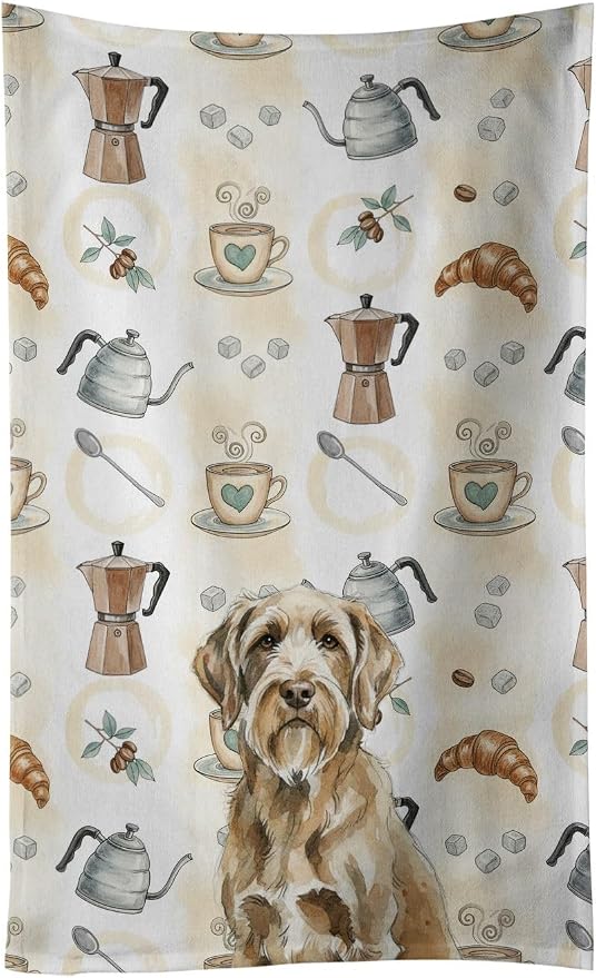 Caroline's Treasures Spinone Italiano Coffee Bar Kitchen Towel Velour Plush Front and Cotton Loop Back Machine Washable